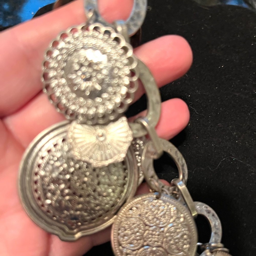 Silver-Tone Coin Pendant Statement Necklace - Women - Picture 5 of 7